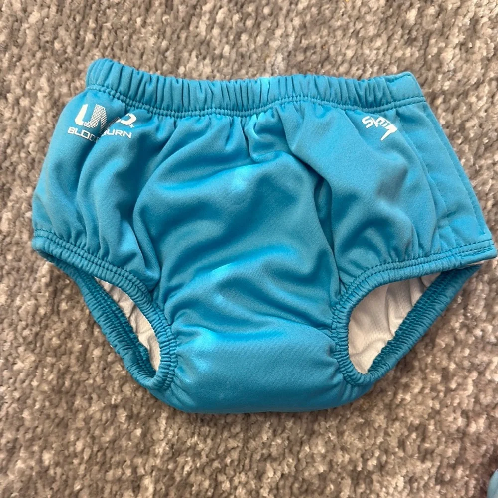 EUC Swim Diaper Set - Blue speedo, Pink aqua leisure and black adjustable 12mo